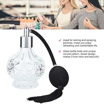 FILFEEL Perfume Atomiser Bottle Glass Refillable Vintage Perfume Bottle with Black Bulb Tassel Atomizer Sprayer 270oz80ml - Image 5