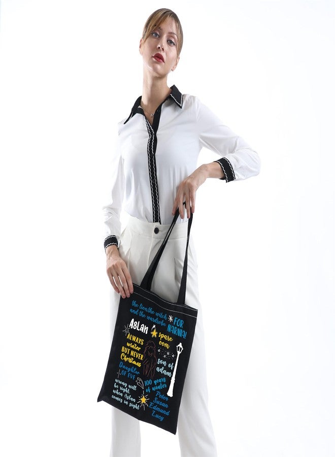 MNIGIU Narnia Tote Bag Gift - Inspired by Chronicles Merch (Black) - Image 4