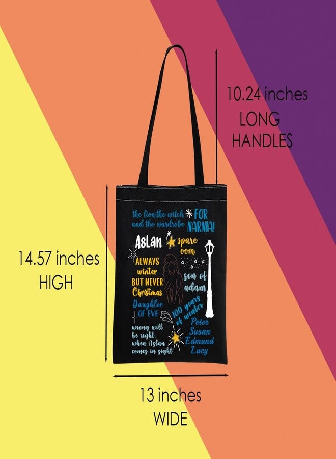 MNIGIU Narnia Tote Bag Gift - Inspired by Chronicles Merch (Black) - Image 3