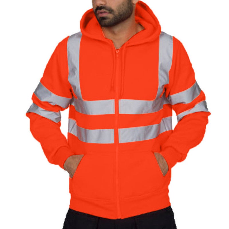 Mens High-Visibility Hooded Workwear Jacket Yellow  - Image 3