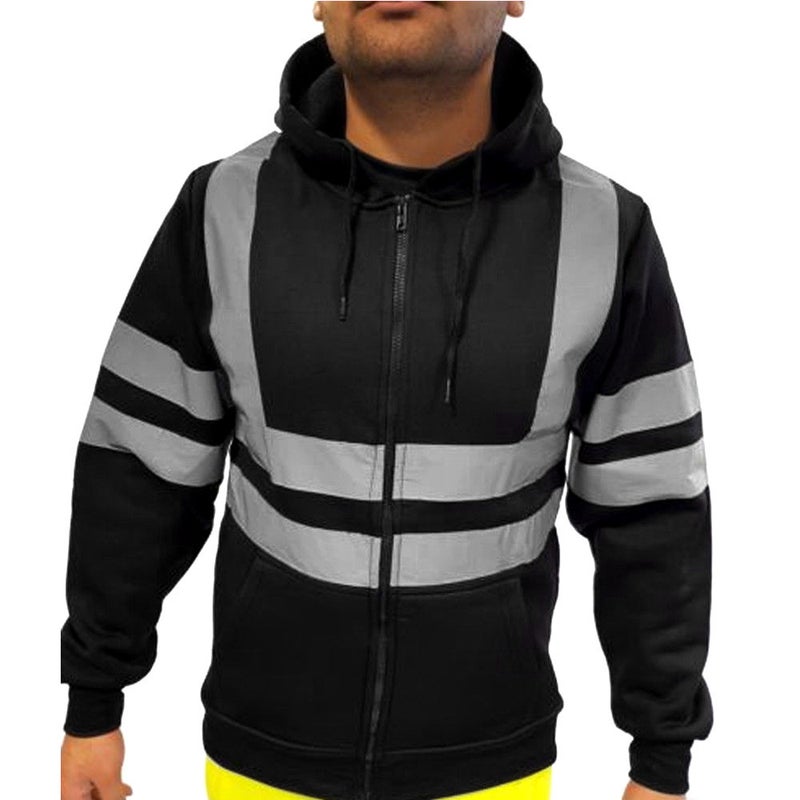 Mens High-Visibility Hooded Workwear Jacket Yellow  - Image 2
