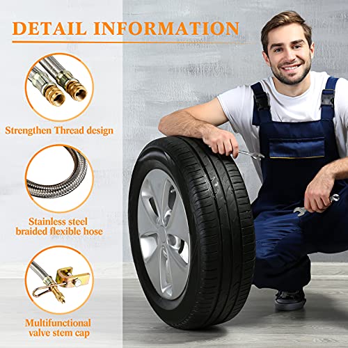 Frienda 8 Pcs Valve Stem Extension Include 2 Pcs 7.1 Inch Braided Dual Tire Valve Extenders 6 Pcs 45 90 135 Degree Brass Valve Stem Extender for Dual Wheels Passenger Cars RV Bicycle Trailer(7.1 Inches) - Image 5