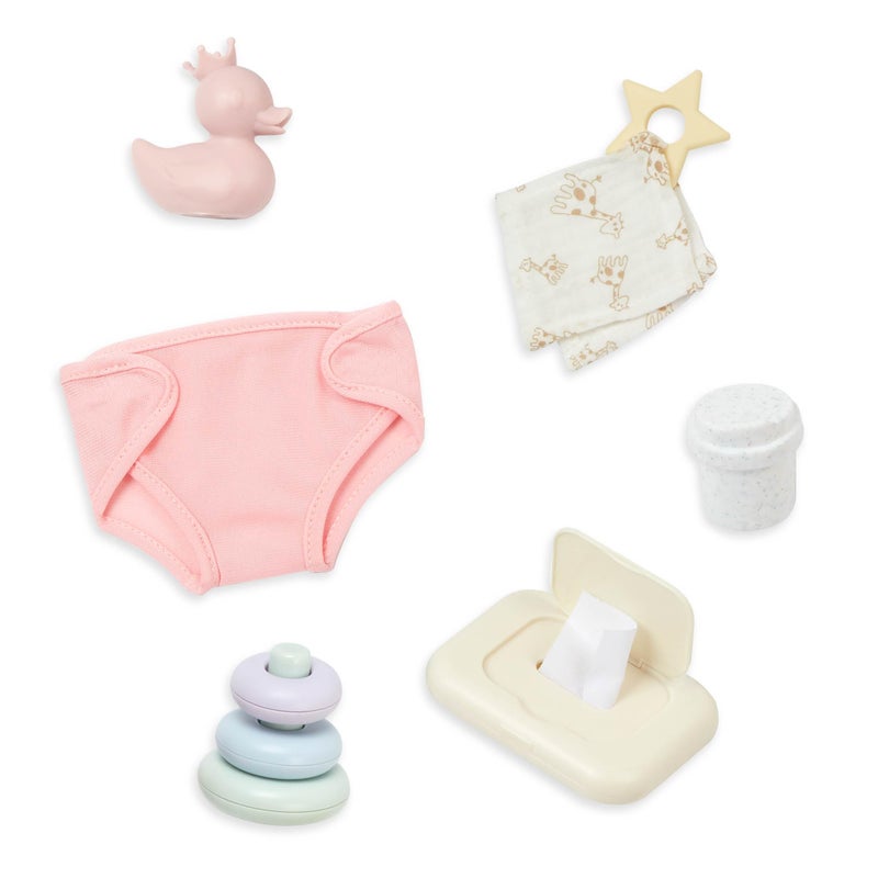 LullaBaby 9 Pieces Changing Set Diaper Baby Wipes Stacking Rings 14Inch Baby Doll Accessories Pretend Play 2 Years Play Care Set - Image 3