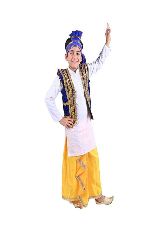 DESI ANDAAZ Punjabi Costume Dress Folk Dance Boys Set of 4(Kurta,Lungi,Jacket& Turra) Indian State Giddha Baisakhi Bhangra Dance Dress for Kids - Image 4