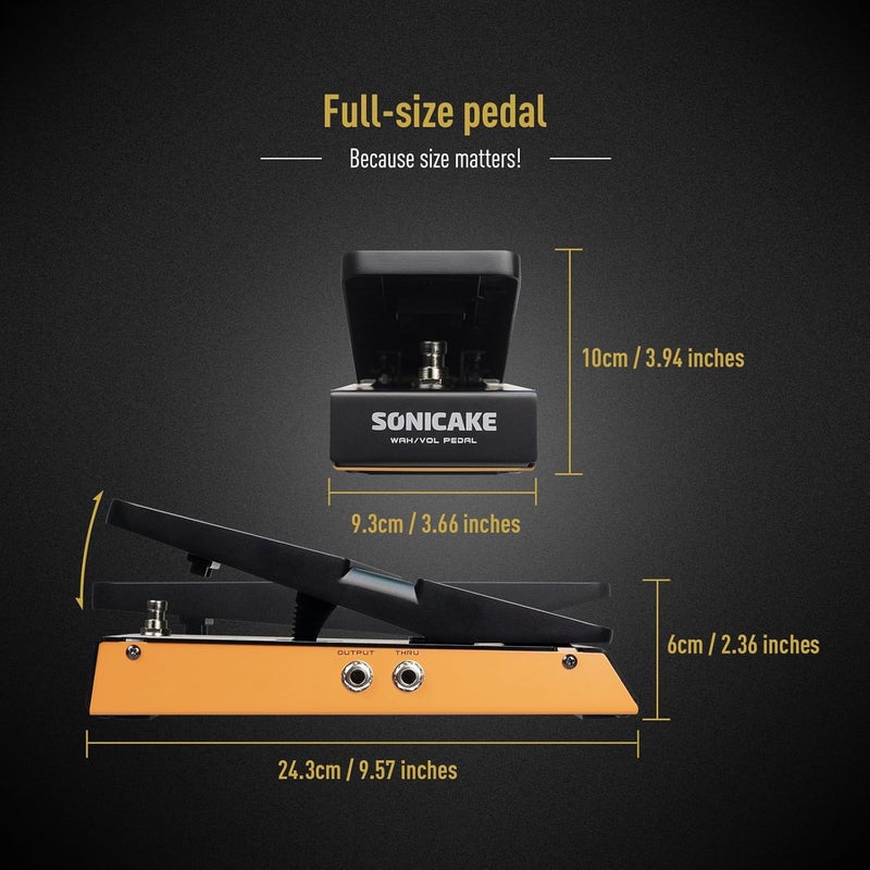 SONICAKE Wah Active Volume Pedal, Wah & Volume 2 in 1 Combo Guitar Effects Pedal, Full-size Pedal - FlipWah - Image 3