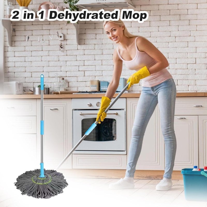 Deoxys SelfWringing Twist Mop for Floor CleaningLong Handled Microfiber Floor Mop with Top Scouring Pad for Kitchen Hardwood Restaurant Bathroom Garages Warehouses Office - Image 2