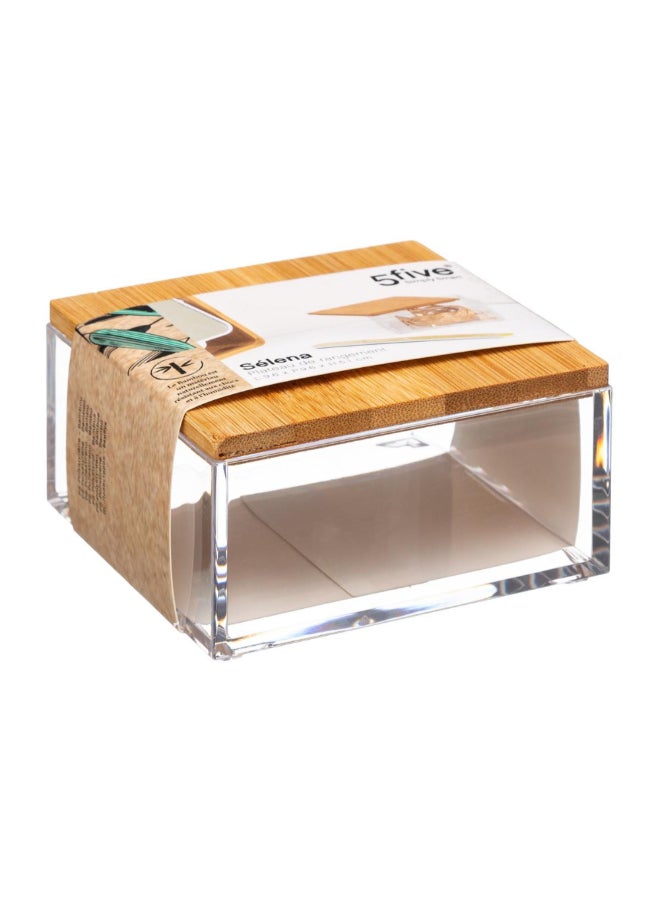 Five Simply Smart Selena Square Shaped Bathroom Organiser Box Clear and Brown 5.1 x 9.6 x 9.6 cm 161078 - Image 2
