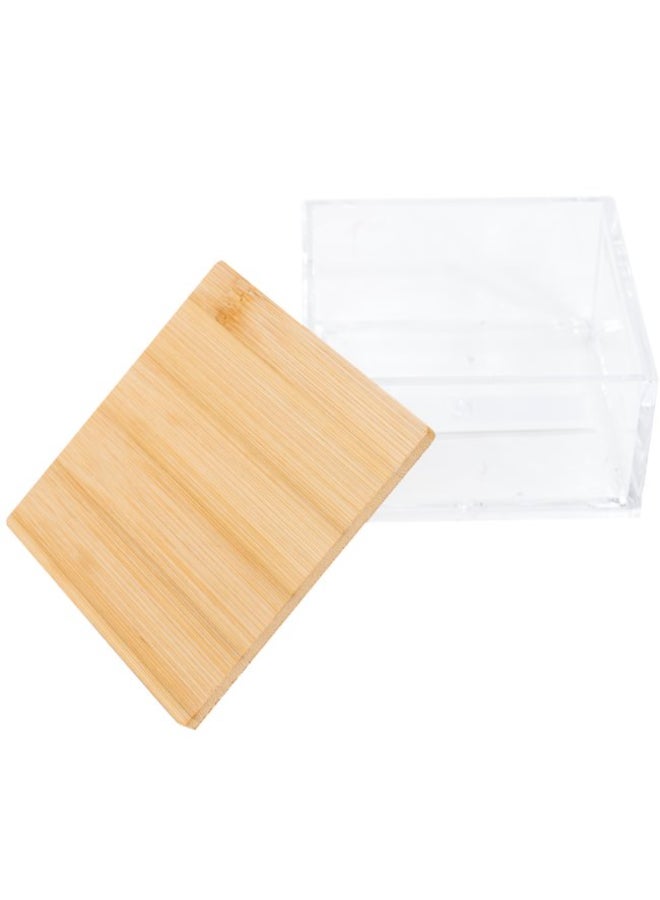 Five Simply Smart Selena Square Shaped Bathroom Organiser Box Clear and Brown 5.1 x 9.6 x 9.6 cm 161078 - Image 4