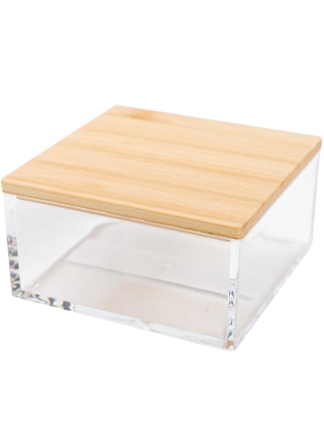 Five Simply Smart Selena Square Shaped Bathroom Organiser Box Clear and Brown 5.1 x 9.6 x 9.6 cm 161078 - Image 3