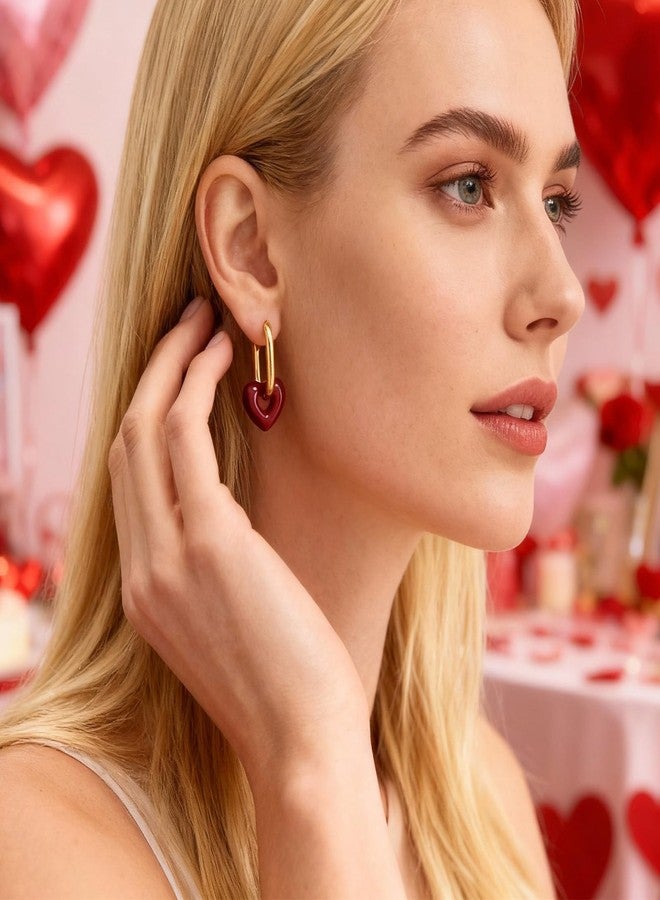 Your Always Charm Valentine's Day Gifts for Her Pink Red Heart Earrings Sparkle Rhinestone Valentines Earrings Valentine's Outfits for Women Trendy 2026, Metal, No Gemstone - Image 4