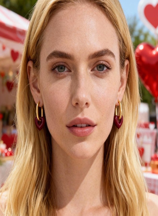 Your Always Charm Valentine's Day Gifts for Her Pink Red Heart Earrings Sparkle Rhinestone Valentines Earrings Valentine's Outfits for Women Trendy 2026, Metal, No Gemstone - Image 3