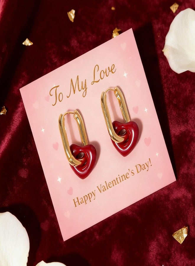 Your Always Charm Valentine's Day Gifts for Her Pink Red Heart Earrings Sparkle Rhinestone Valentines Earrings Valentine's Outfits for Women Trendy 2026, Metal, No Gemstone - Image 5