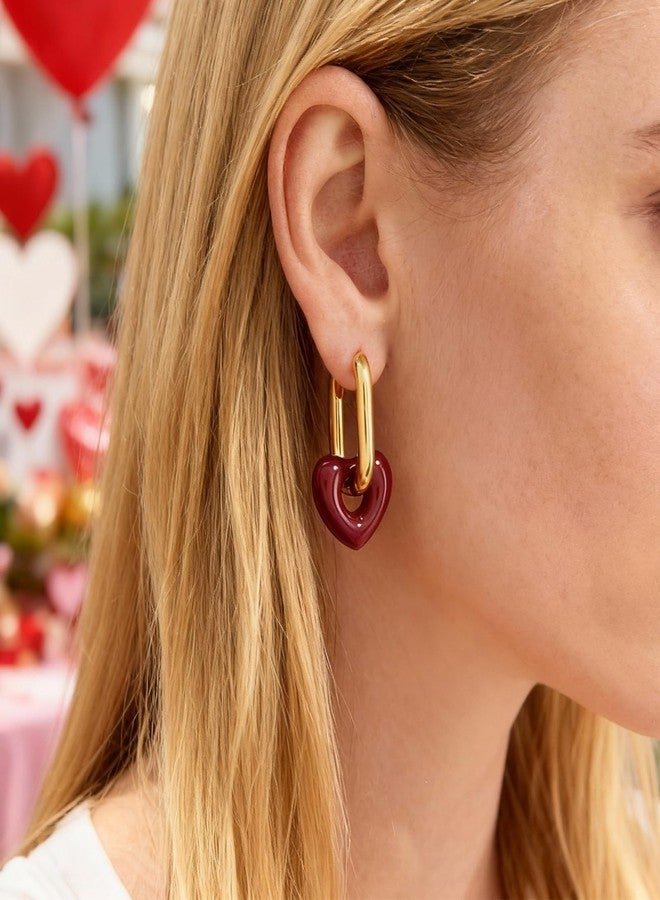 Your Always Charm Valentine's Day Gifts for Her Pink Red Heart Earrings Sparkle Rhinestone Valentines Earrings Valentine's Outfits for Women Trendy 2026, Metal, No Gemstone - Image 2