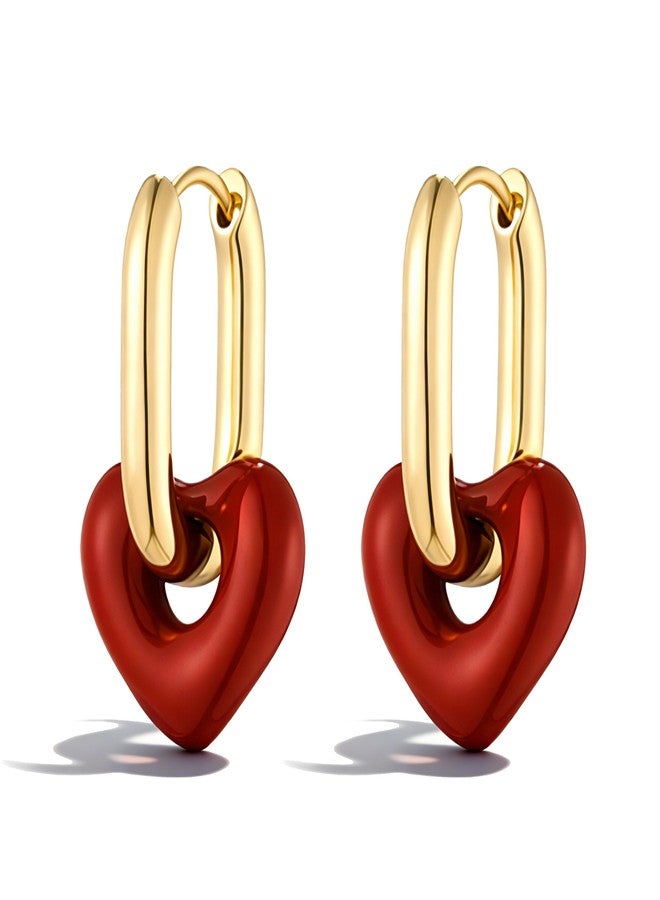 Your Always Charm Valentine's Day Gifts for Her Pink Red Heart Earrings Sparkle Rhinestone Valentines Earrings Valentine's Outfits for Women Trendy 2026, Metal, No Gemstone - Image 1