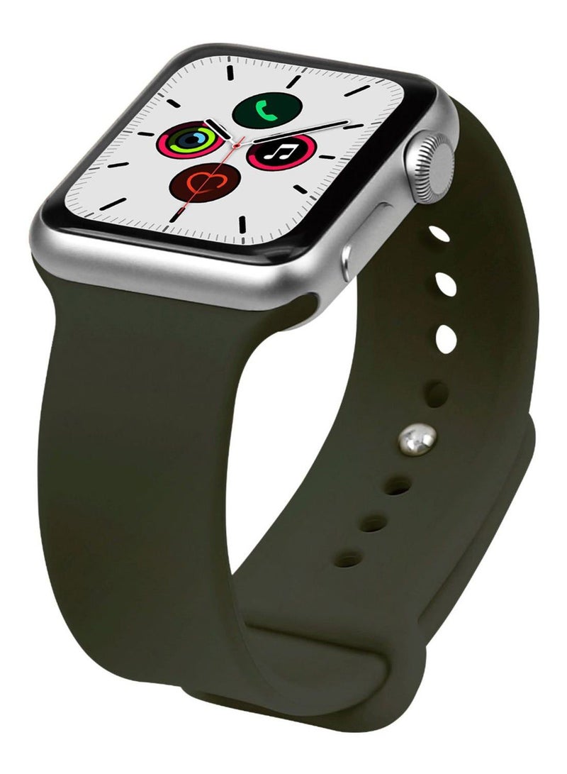 vesus Solid Silicone Replacement Band For Apple Watch Series 5/4/3/2/1 Dark Olive