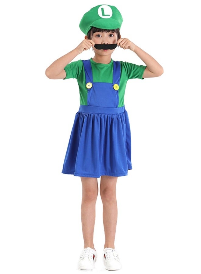 CCOVERY Super Costume Brothers Cosplay Fancy Dress Outdit with Mustache Hat for Kids Teens - Image 1
