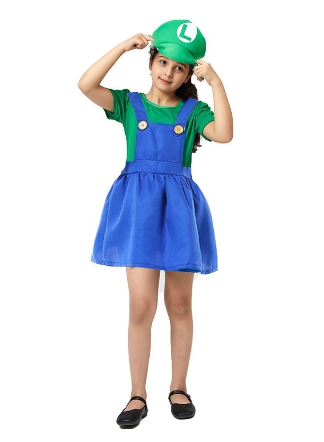 CCOVERY Super Costume Brothers Cosplay Fancy Dress Outdit with Mustache Hat for Kids Teens - Image 3