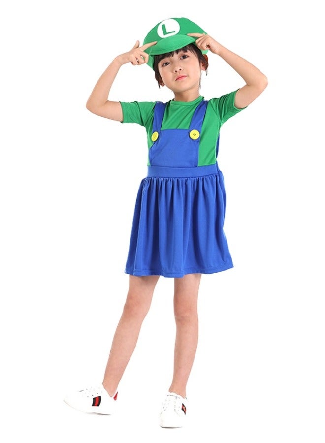 CCOVERY Super Costume Brothers Cosplay Fancy Dress Outdit with Mustache Hat for Kids Teens - Image 4