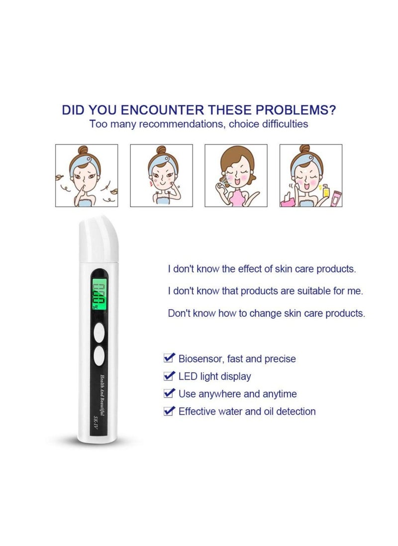 SYOSI - Digital Moisture Monitor For Skin, Skin Moisture Tester, Digital LCD Skin Face Moisture Oil Analyzer, Face Skin Sensor Tester, Oil Det, LCD Digital Precision Skin Oil Content Analyzer - Image 1