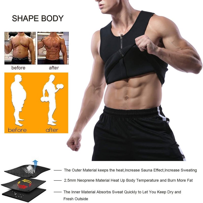 Wiitek Men Hot Neoprene Waist Trainer Vest Workout Sauna Suit Smooth Zipper Tank Top Weight Loss Corset Body Shaper Gym Sweat Shirt - Image 4