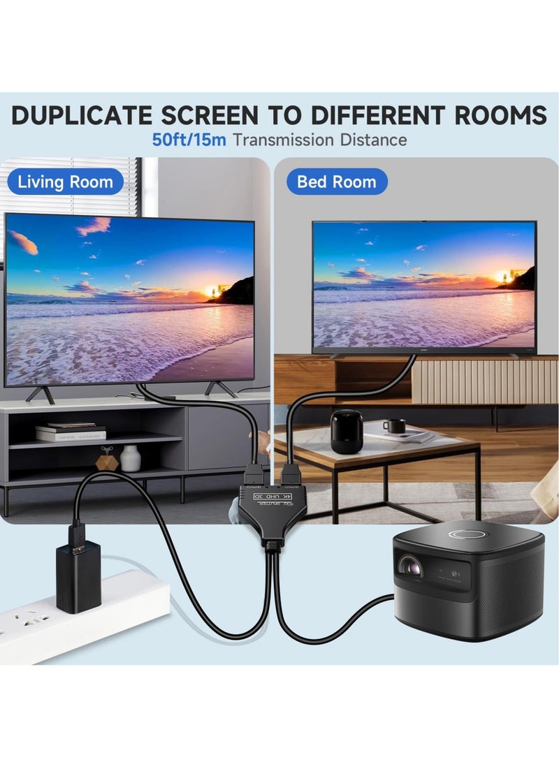 Captaintech 4K HDMI Splitter 1 in 2 Out, 4K 30Hz, HDMI 2.0 Cable Male to Dual Female, with Power USB Cable for HD, LED, LCD TV, Supports Dual Monitors Duplicated Mirror, 1080P 3D Full HD - Image 3