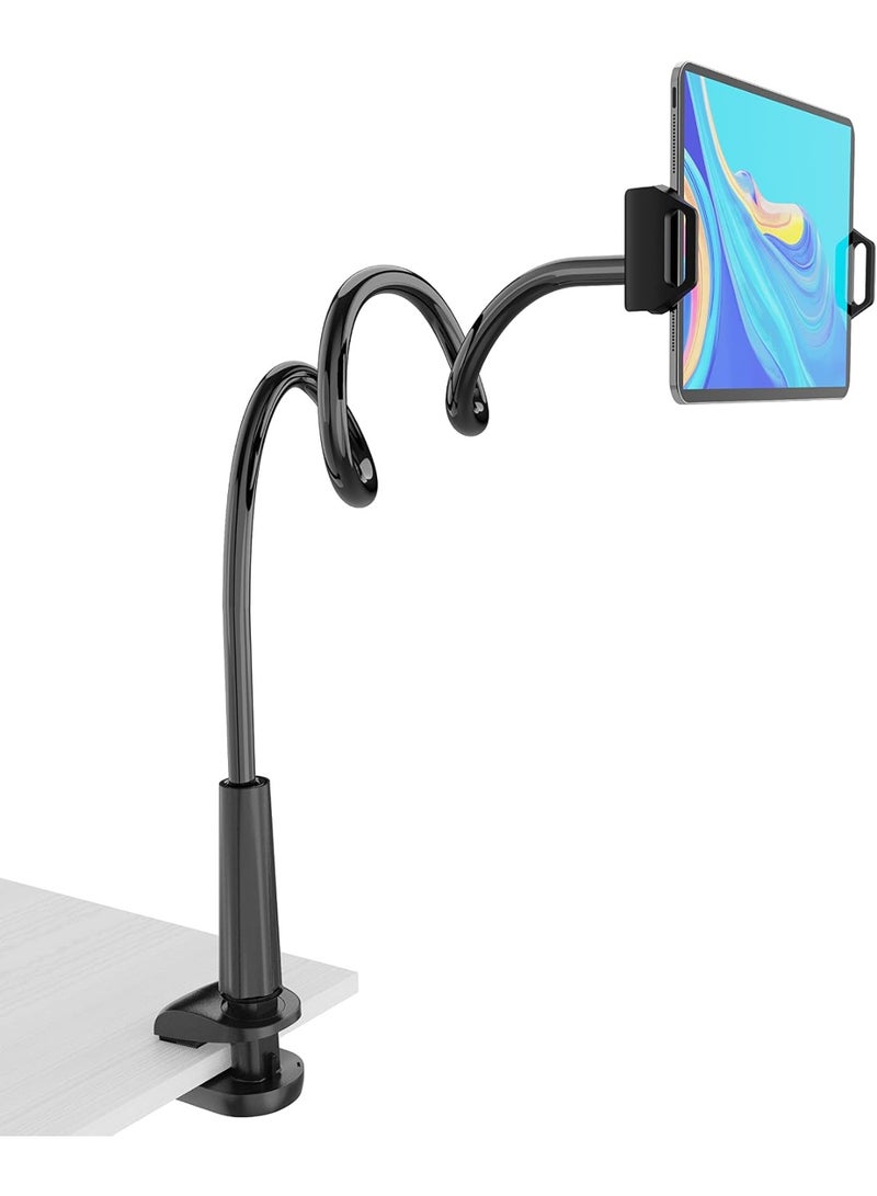 Hugifts Gooseneck Tablet Holder for Bed, 34inch Flexible Tablet Stand Holder with 360° Adjustable, Hands Free Tablet Mount Clip, Compatible with iPad/Kindle/Swit - Image 1