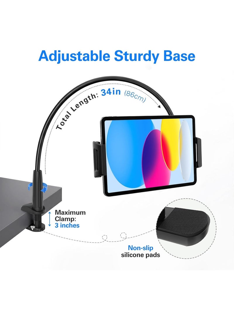 Hugifts Gooseneck Tablet Holder for Bed, 34inch Flexible Tablet Stand Holder with 360° Adjustable, Hands Free Tablet Mount Clip, Compatible with iPad/Kindle/Swit - Image 4