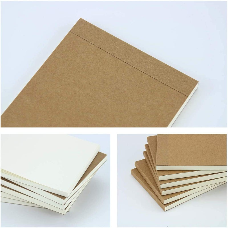 Bingcute 6 Pack Kraft Notebook Note Pad, Blank Page Journal White Sheet Soft Cover Journal Sketch Book 120 Pages/ 60 Sheets Memo Notepads Planner Perfect For Travel School - Image 5