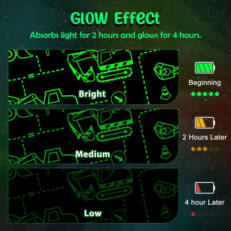 Levens Construction Truck Toys Gifts for Boys - Glow in The Dark Excavator Blanket Birthday Easter Christmas Valentine's Day Present for Kids Age 1 2 3 4 5 6 7 8 9 10 Year Old Toddler Soft Throw 50""x60"" - Image 5