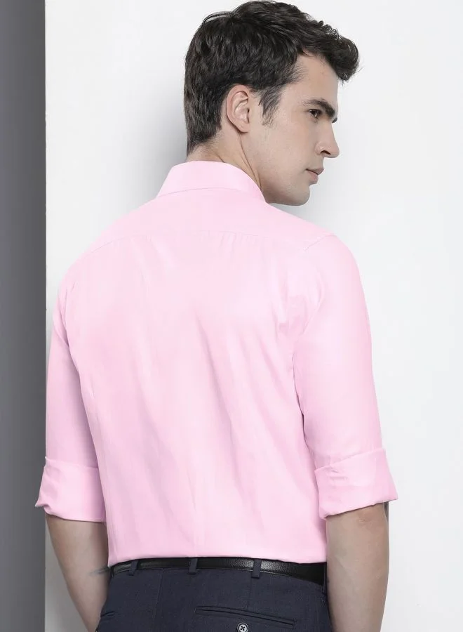 The Indian Garage Co Men Slim Fit Solid Full Sleeves Cutaway Collar Formal Shirt