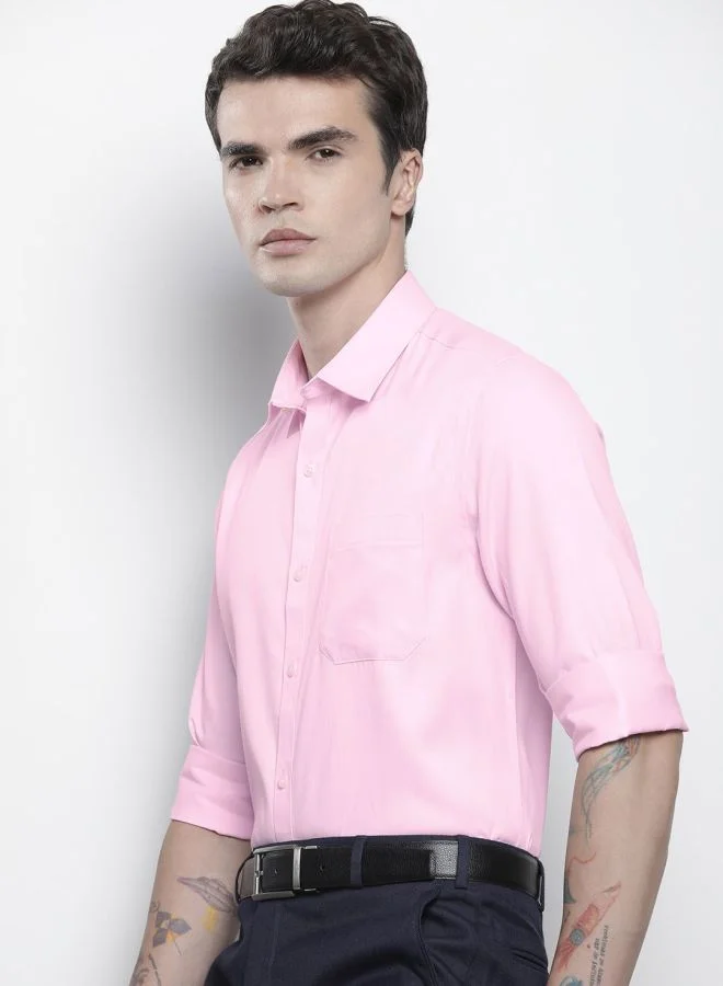 The Indian Garage Co Men Slim Fit Solid Full Sleeves Cutaway Collar Formal Shirt