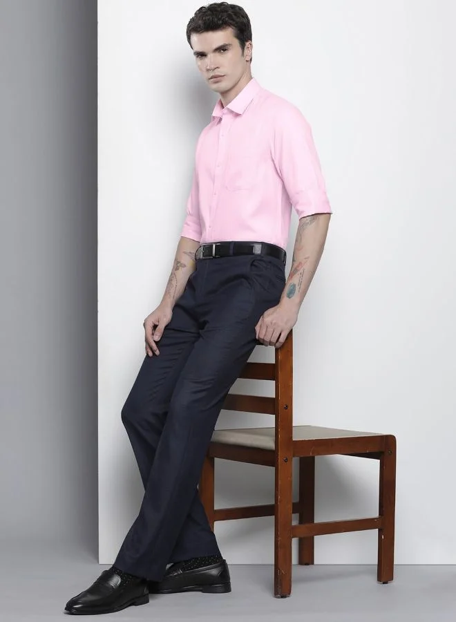 The Indian Garage Co Men Slim Fit Solid Full Sleeves Cutaway Collar Formal Shirt