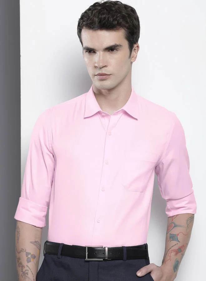 The Indian Garage Co Men Slim Fit Solid Full Sleeves Cutaway Collar Formal Shirt