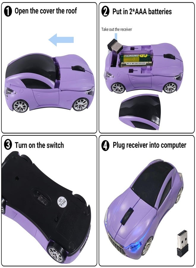 elec Space Car Mouse, Wireless Mouse (Purple) - Image 5