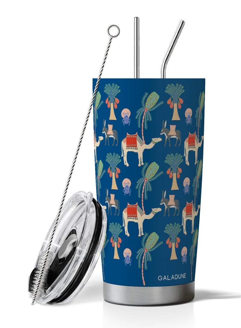 GALADUNE 20oz/590ml Stainless Steel Insulated Tumbler Travel Coffee Mug with Camel Print Double Wall Vacuum Reusable Cup for Hot & Cold Drinks Unique Gift Cup - Image 1