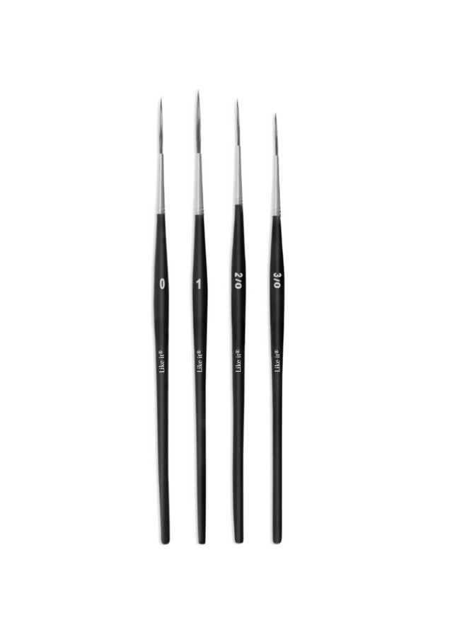 Like-It Like it Long Liner Detail Fine Tip Paint Brushes Set - 4 Pcs Professional Synthetic Bristles Fine Liner Brushes for Detailing & Painting for Acrylic, Oil, Watercolor & Gouache - Image 1