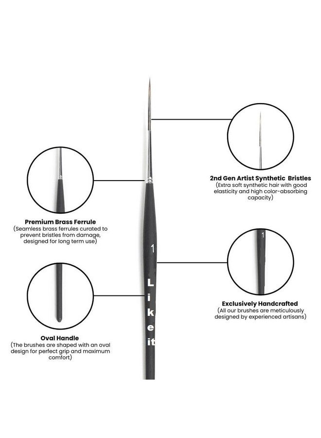 Like-It Like it Long Liner Detail Fine Tip Paint Brushes Set - 4 Pcs Professional Synthetic Bristles Fine Liner Brushes for Detailing & Painting for Acrylic, Oil, Watercolor & Gouache - Image 5