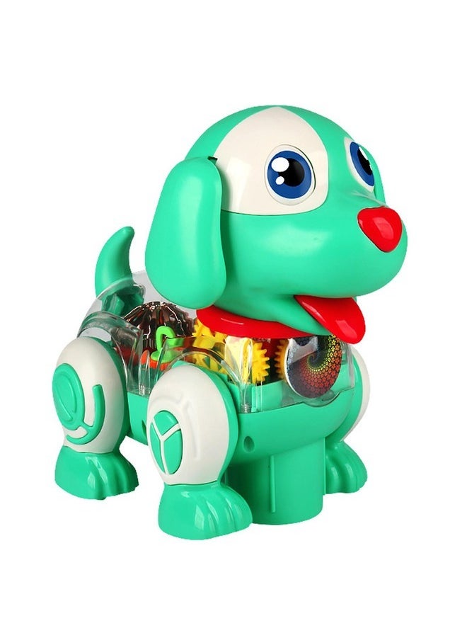 Toy Box Electric Cartoon Walking Dog Toy Transparent Gear Toy Led Music Mechanic  - Image 1