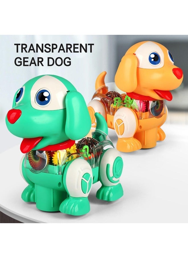 Toy Box Electric Cartoon Walking Dog Toy Transparent Gear Toy Led Music Mechanic  - Image 3