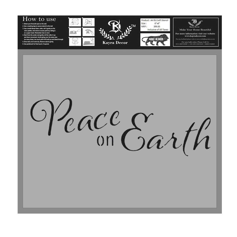 Kayra Decor Reusable Peace-On-Earth Template Stencil Painting Stencils for Art and Craft,Tiles,Painting Canvas Art,T-Shirt, Cookie & Cake Decoration,Drawing Stencils for Kids, 6"x 6" (Pack of 1) - Image 1