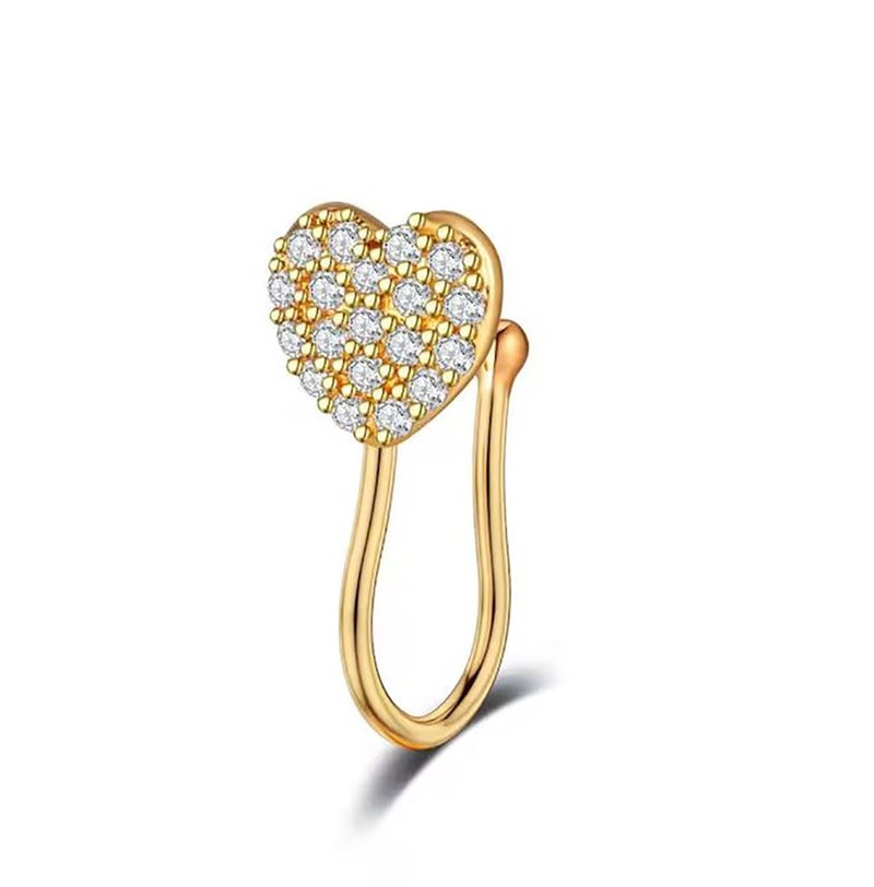 RUVEE Nose & Ear Clip Gold Plated Pin Non Pierced Just Press for Women & Girls - Image 1