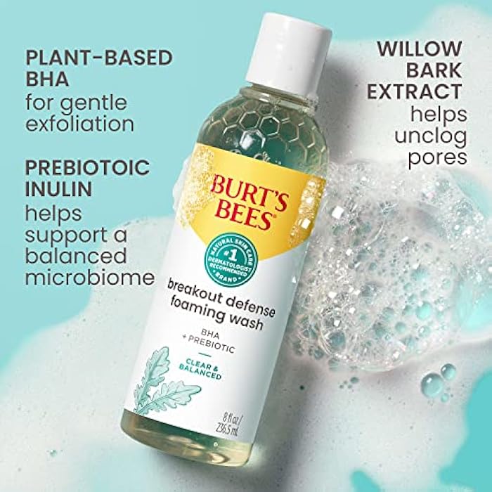 Burt's Bees Burt’s Bees Foaming Face Wash, BHA Breakout Defense Cleanser for All Skin Types, Washes Away Impurities & Excess Facial Oil, With a Prebiotic, 8 Oz. - Image 3