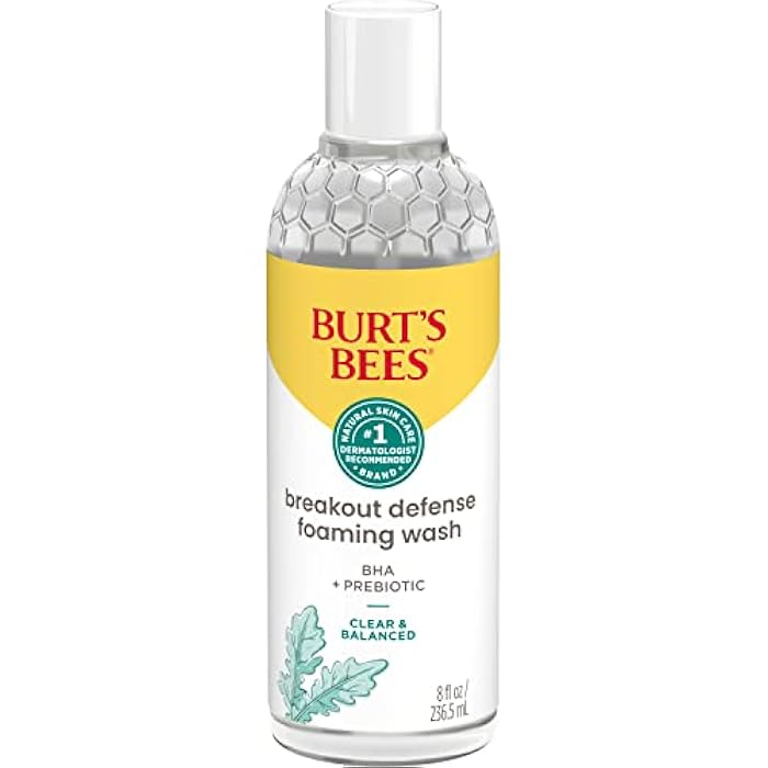 Burt's Bees Burt’s Bees Foaming Face Wash, BHA Breakout Defense Cleanser for All Skin Types, Washes Away Impurities & Excess Facial Oil, With a Prebiotic, 8 Oz. - Image 1
