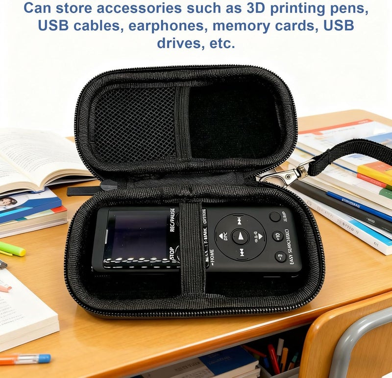Fabater Carrying Case Fit for PX370 PX470 Digital Voice Recorder, Hard Case for Digital Voice Recorders MP3 Players 3D Printing Pens with Double Layer Mesh Pockets - Image 2