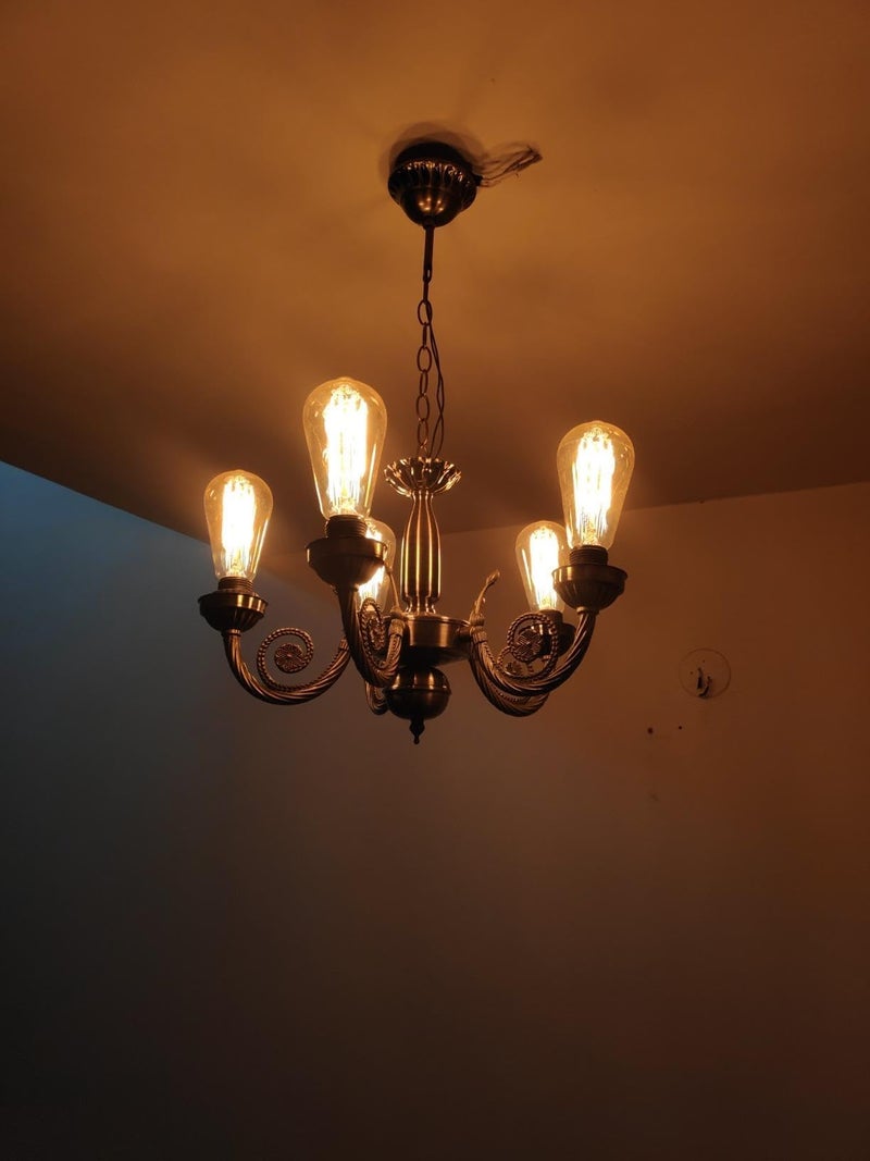 WHITERAY 1172_5 E26 40-Watts Chandelier Light, Gold, Round, Pack of 1 - Image 3