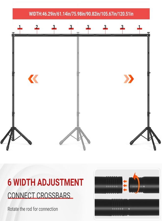 JSungo Backdrop Stand, Adjustable 10x7.5 FT Background Stand Backdrop for Parties, Photo Video Studio, Portable Photography Backdrop Stand with Carrying Bag, 6 Backdrop Clamps, and 2 Stand Bags, Gold - Image 2