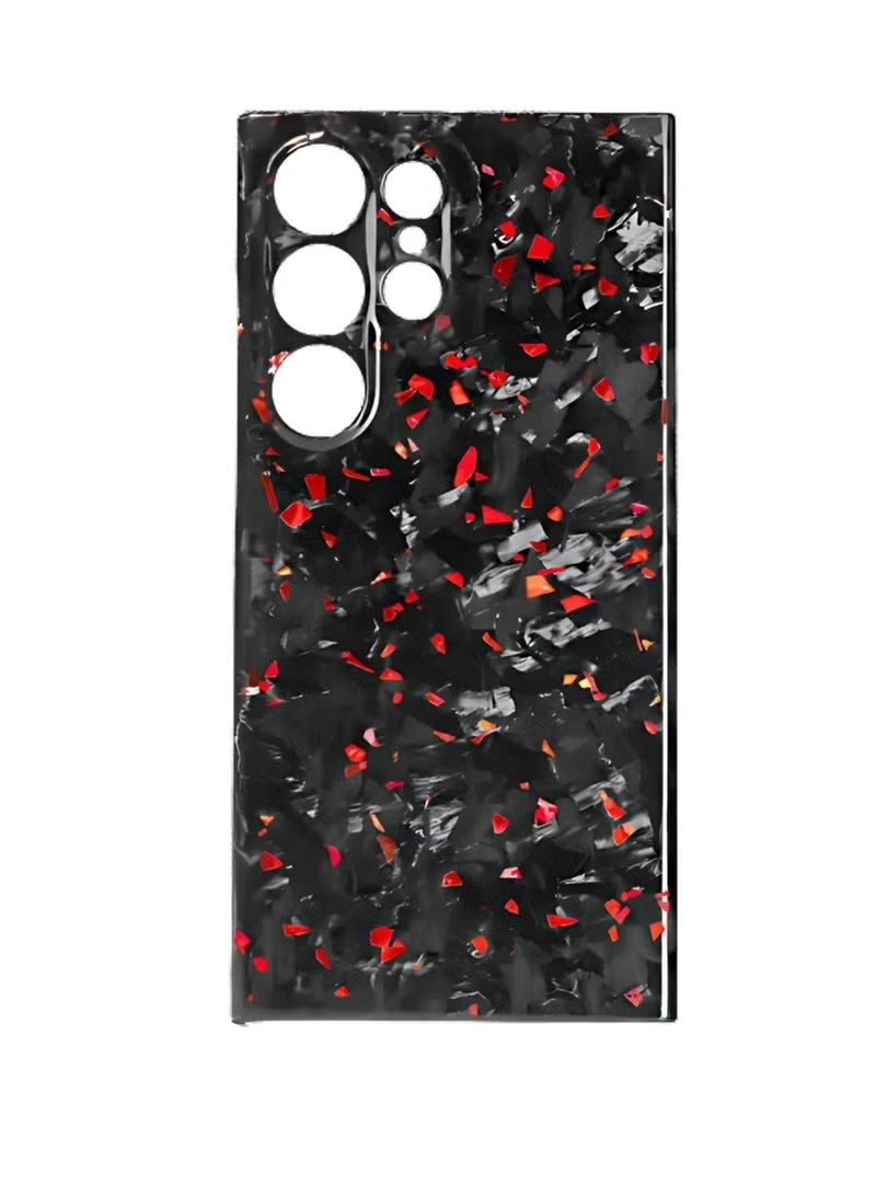 Luxury Glossy Aramid Carbon Fiber Protective Case For Samsung Galaxy S24 ultra Anti-fall Case Slim Design ( Red ) - Image 1