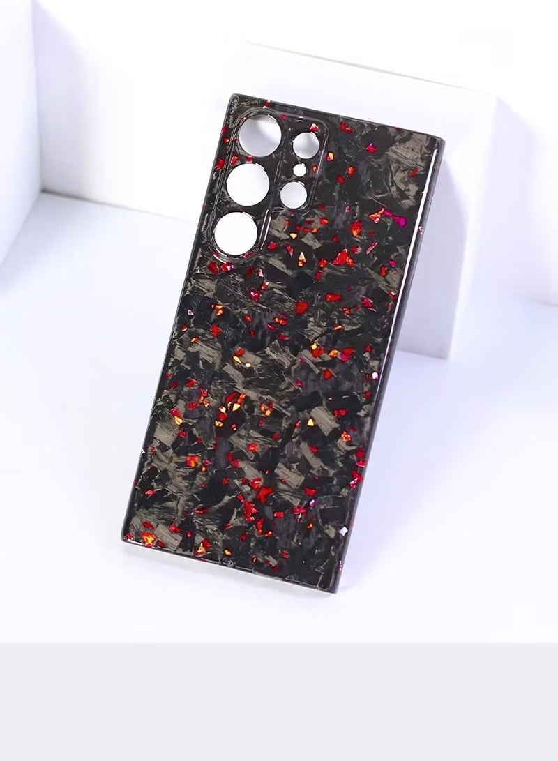 Luxury Glossy Aramid Carbon Fiber Protective Case For Samsung Galaxy S24 ultra Anti-fall Case Slim Design ( Red ) - Image 2