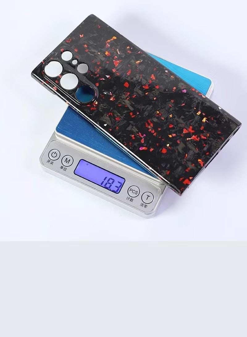 Luxury Glossy Aramid Carbon Fiber Protective Case For Samsung Galaxy S24 ultra Anti-fall Case Slim Design ( Red ) - Image 4