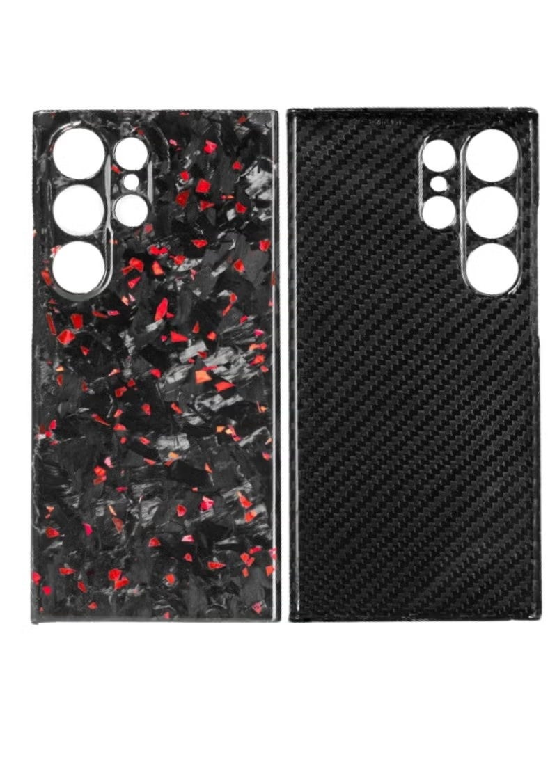 Luxury Glossy Aramid Carbon Fiber Protective Case For Samsung Galaxy S24 ultra Anti-fall Case Slim Design ( Red ) - Image 3